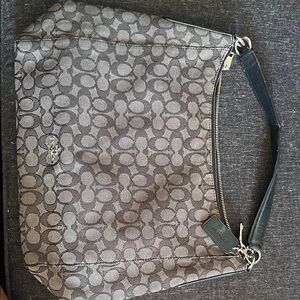 Coach Hobo Shoulder Bag in Charcoal and Black Signature Canvas